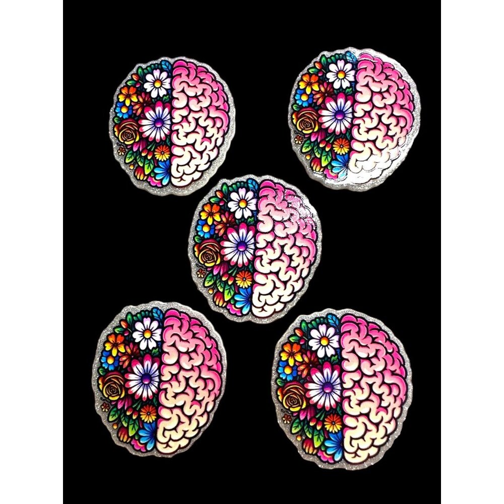 10 pc glitter RN Nurse Brain acrylic flat back charm for badge reels keyrings ea